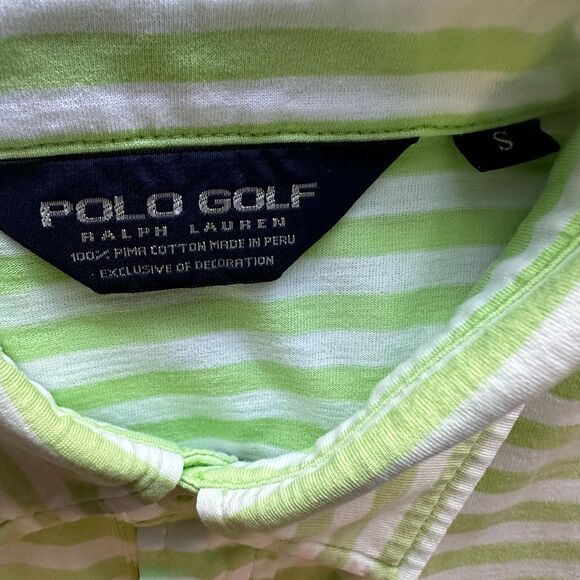 Polo Ralph Lauren Men's Golf Shirt S Green Striped Button Short Sleeve Semiahmoo - Picture 7 of 8